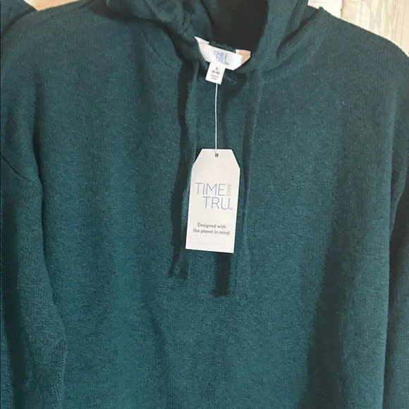 Time and Tru Dark Green Hooded Knit Jogger Set - Picture 7 of 8